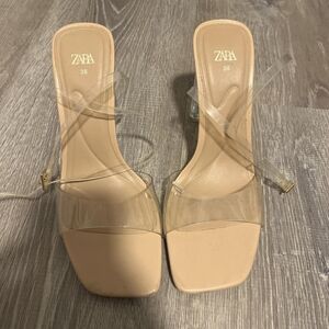 Zara Women's Clear Strap Heels - Nude